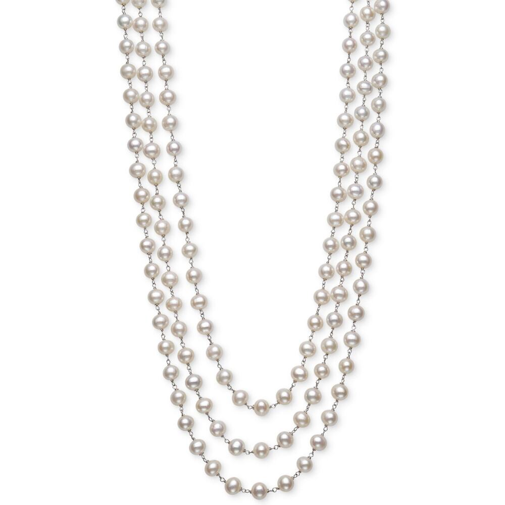 Belle De Mer Cultured Freshwater Pear Triple Strand 18" Sterling Silver #132